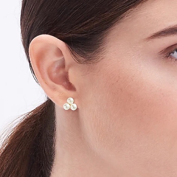 J. CREW Pearl Triangle Stud Earrings - Picture 1 of 7